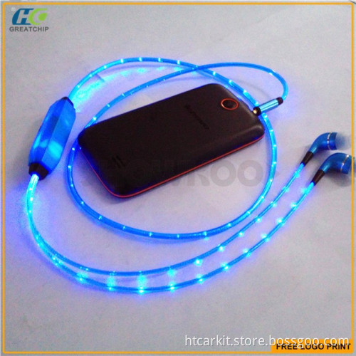 Colorful in-ear Wire Illuminated Glowing Earphone